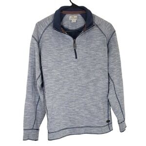 Bob‎ Timberlake Pullover Quarter Zip Gray Blue Long Sleeve Sweater SZ S